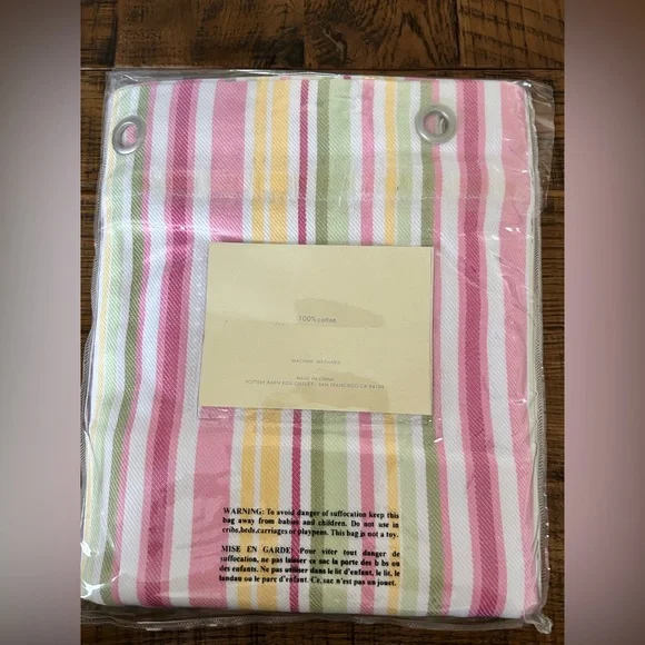 Pottery Barn Kids Striped Shower Curtain - Pink, Yellow, Green - Picture 4 of 4